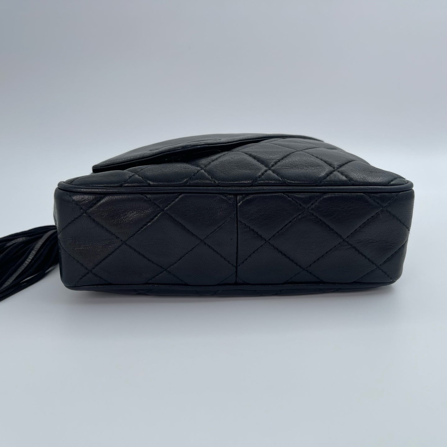 Chanel Black Lambskin Matelassé Fringe Chain Shoulder Bag [Used]