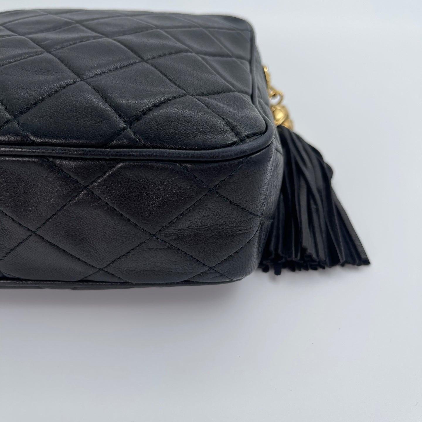 Chanel Black Lambskin Matelassé Fringe Chain Shoulder Bag [Used]