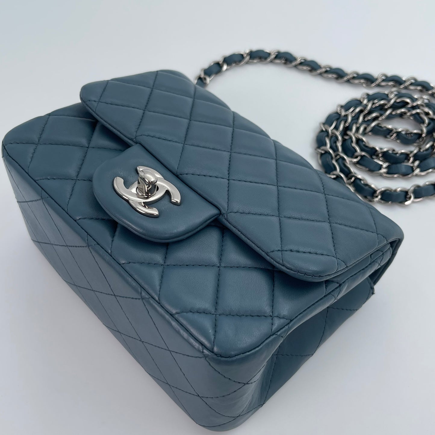 Chanel Dusty Blue Lambskin CF Mini Bag [used]