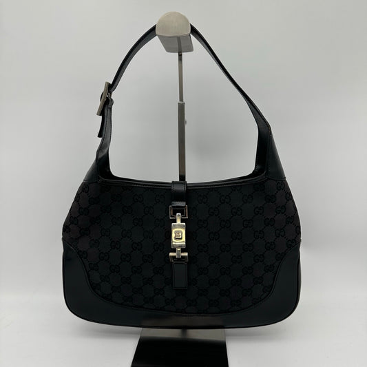 Gucci Black GG Canvas and Leather Medium Jackie Shoulder Bag [Used]