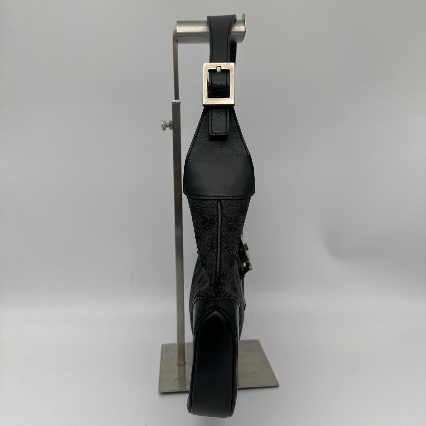 Gucci Black GG Canvas and Leather Medium Jackie Shoulder Bag [Used]