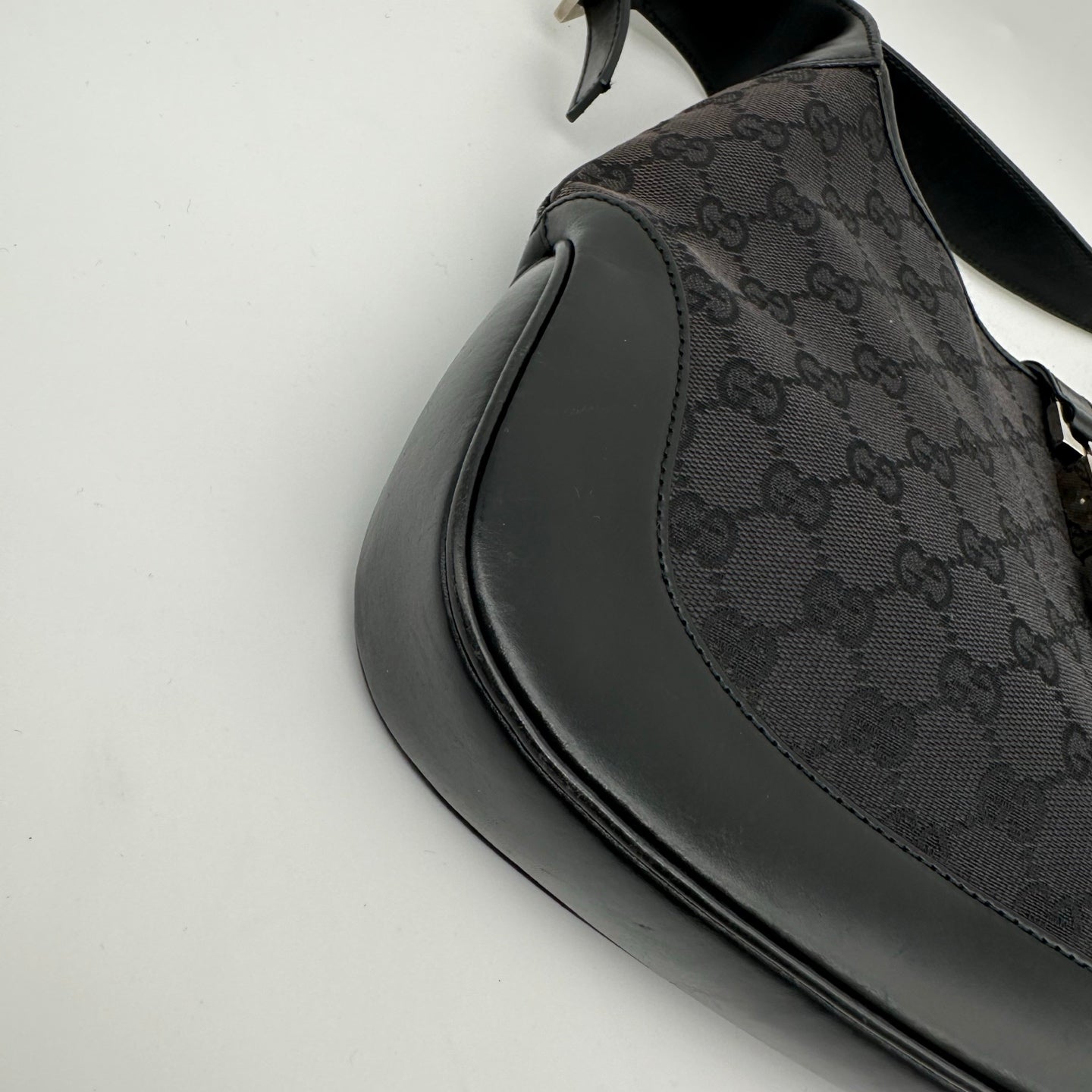 Gucci Black GG Canvas and Leather Medium Jackie Shoulder Bag [Used]