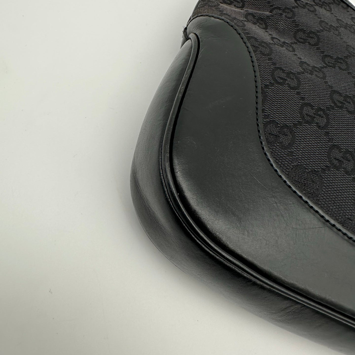 Gucci Black GG Canvas and Leather Medium Jackie Shoulder Bag [Used]