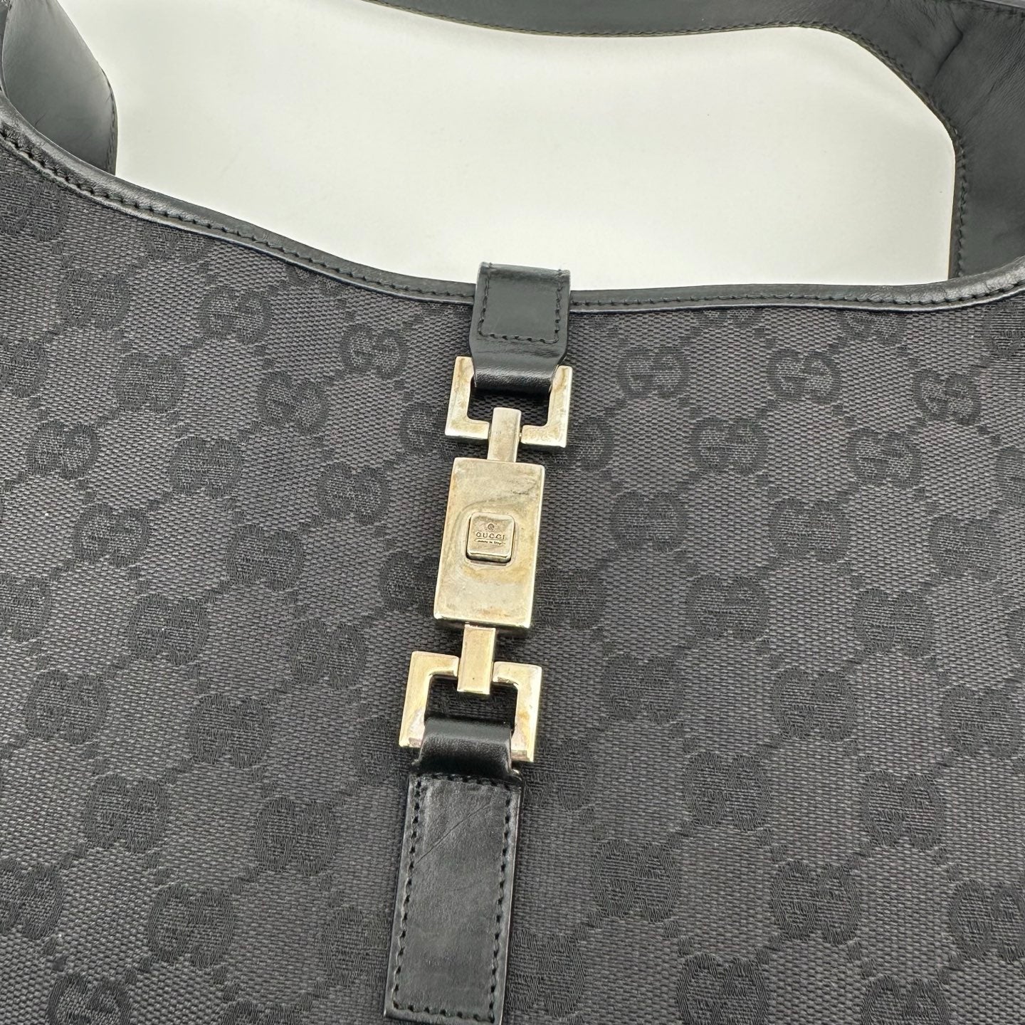 Gucci Black GG Canvas and Leather Medium Jackie Shoulder Bag [Used]