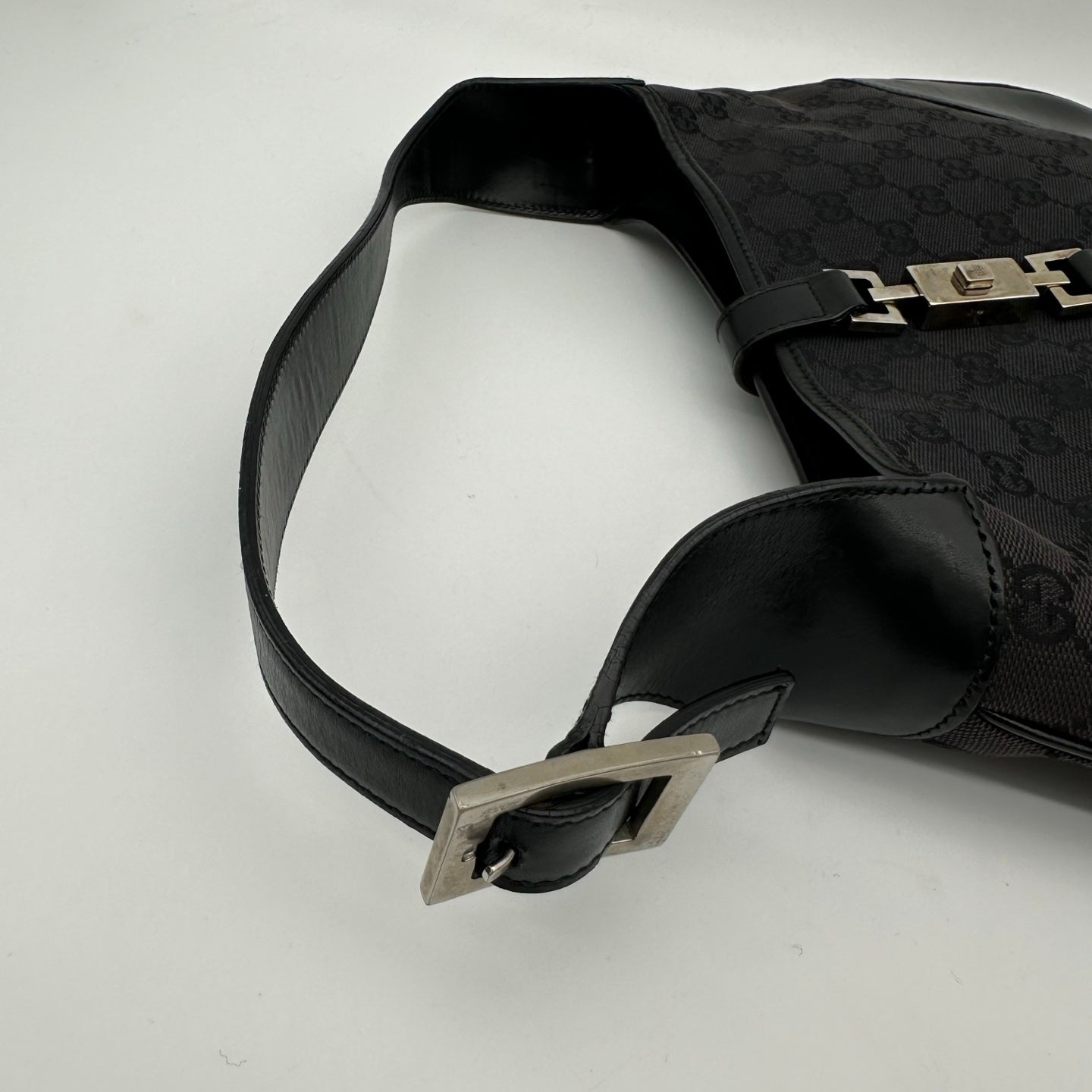 Gucci Black GG Canvas and Leather Medium Jackie Shoulder Bag [Used]