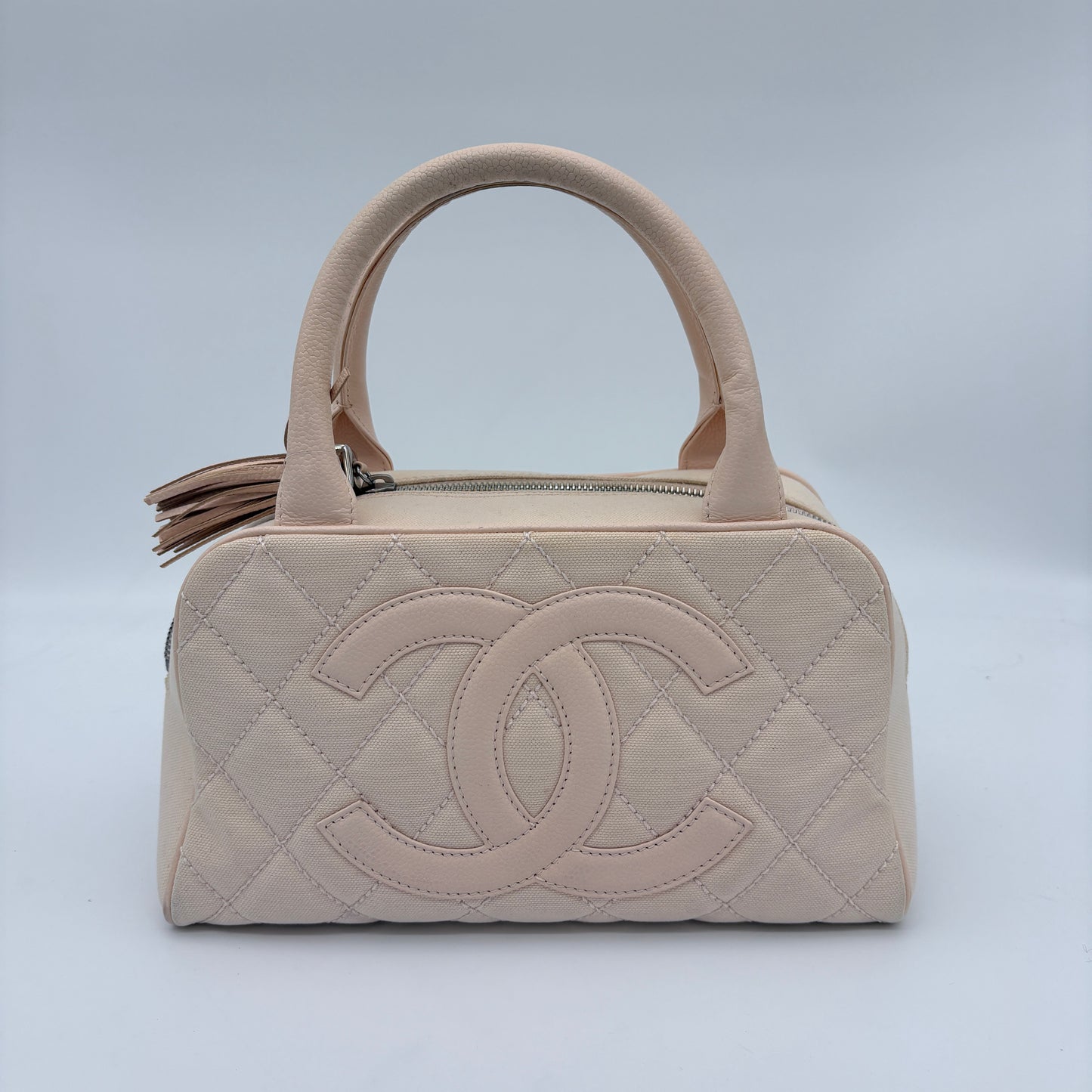 Chanel Canvas & Leather Tassel Bowling Bag Small [Used]