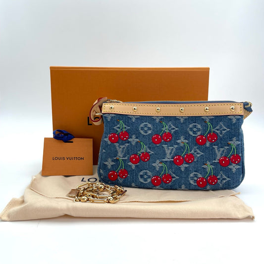 Louis Vuitton × Takashi Murakami Cherry Monogram Denim Pochette Accessoires Shoulder Bag 20 × 4 × 13 cm [New]