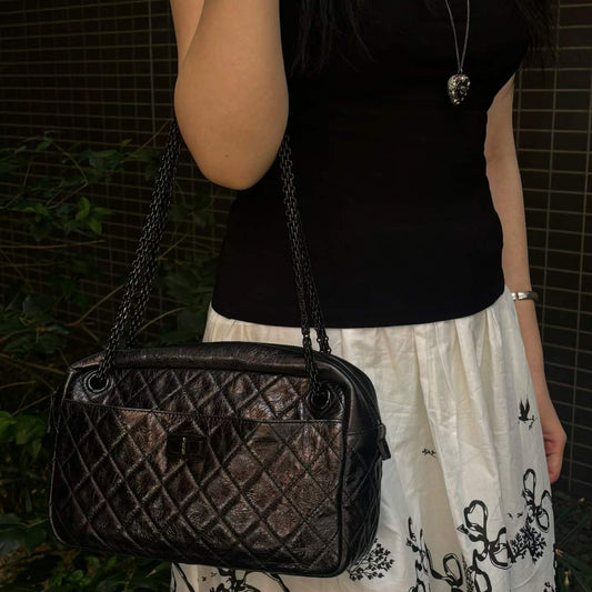 Chanel 2.55 Vintage Metallic Aged calfskin Reissue quilted Chain Shoulder Bag [Used]