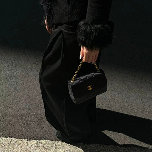 Chanel Embossed Satin &amp; Tweed Camera Bag[used]