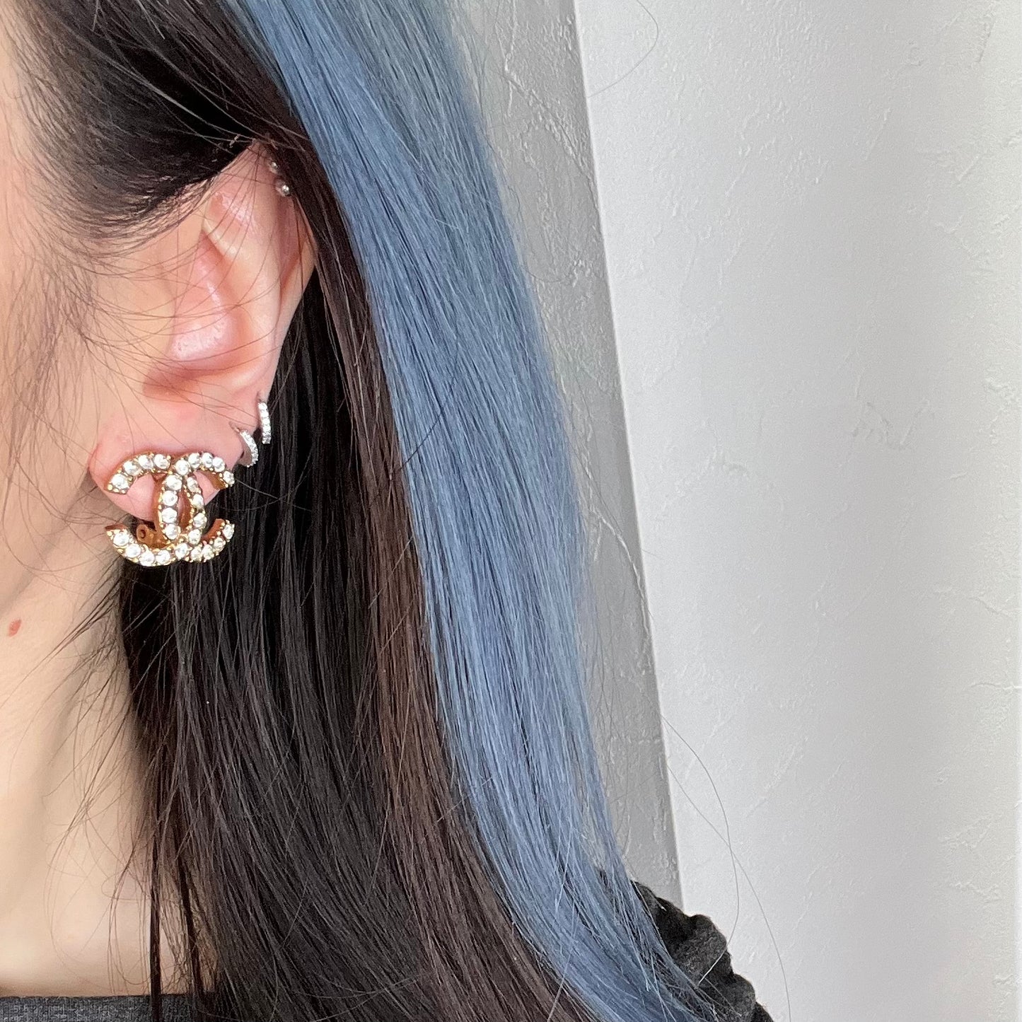 Chanel Gold Rhinestone CC Clip-On Earrings [Used