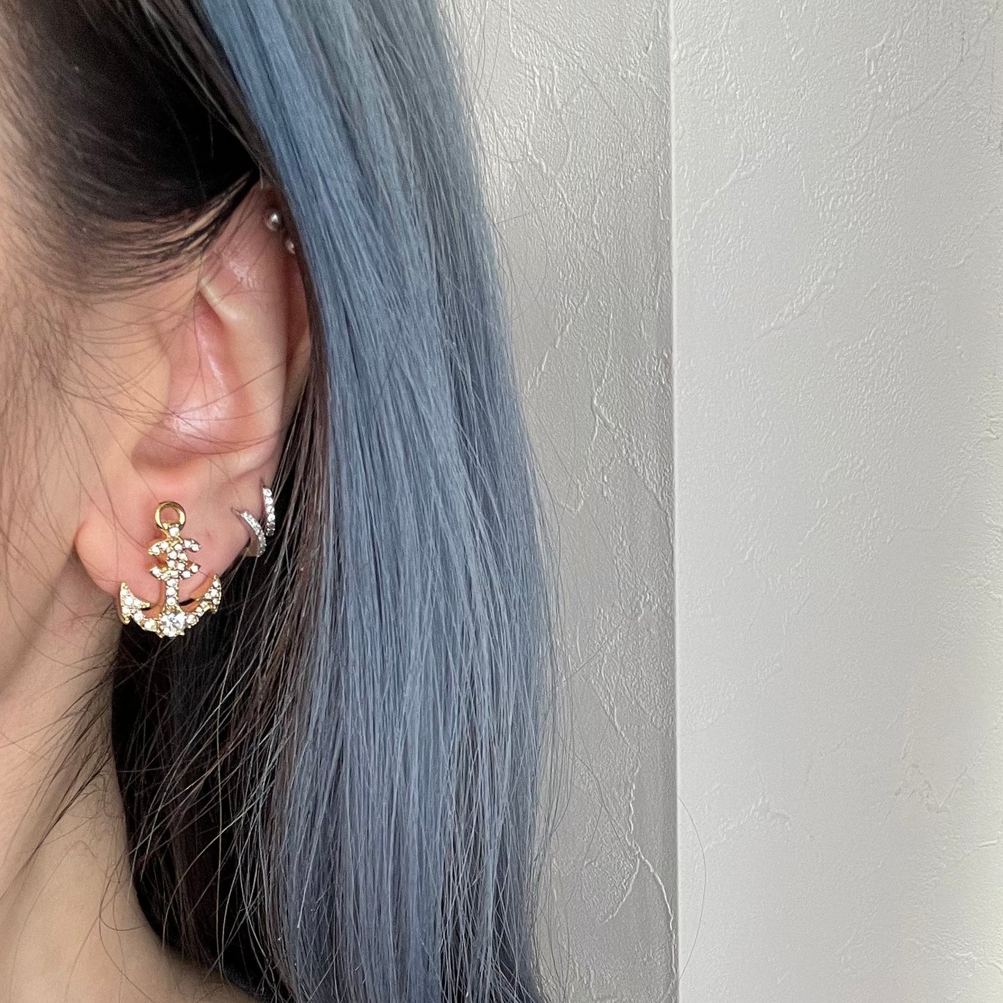 Chanel Gold Rhinestone Anchor CC Earrings [Used]