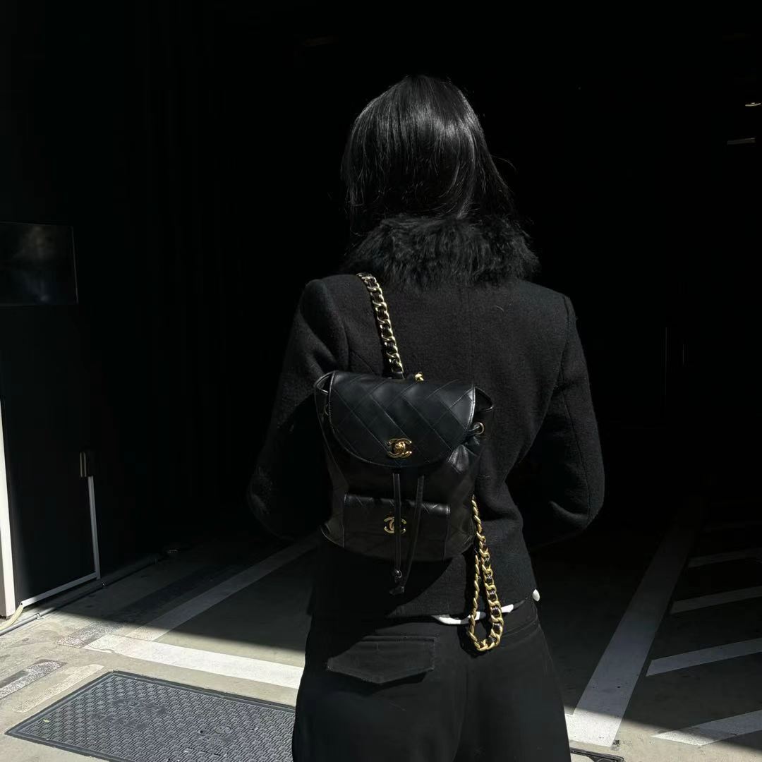 Chanel vintage classic black duma lambskin backpack [Used]