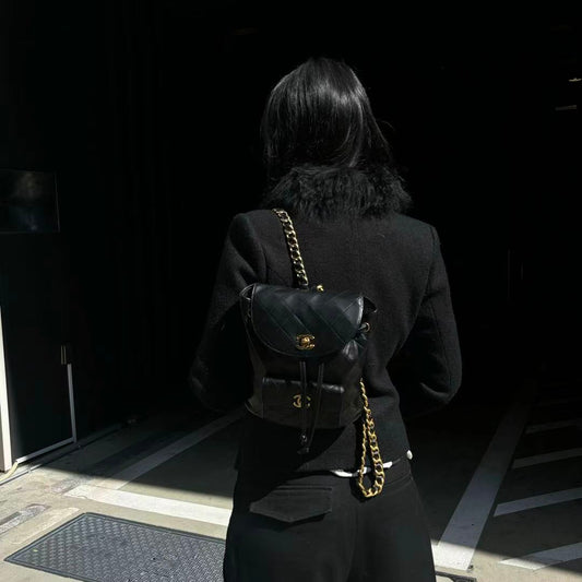 Chanel vintage classic black duma lambskin backpack [Used]