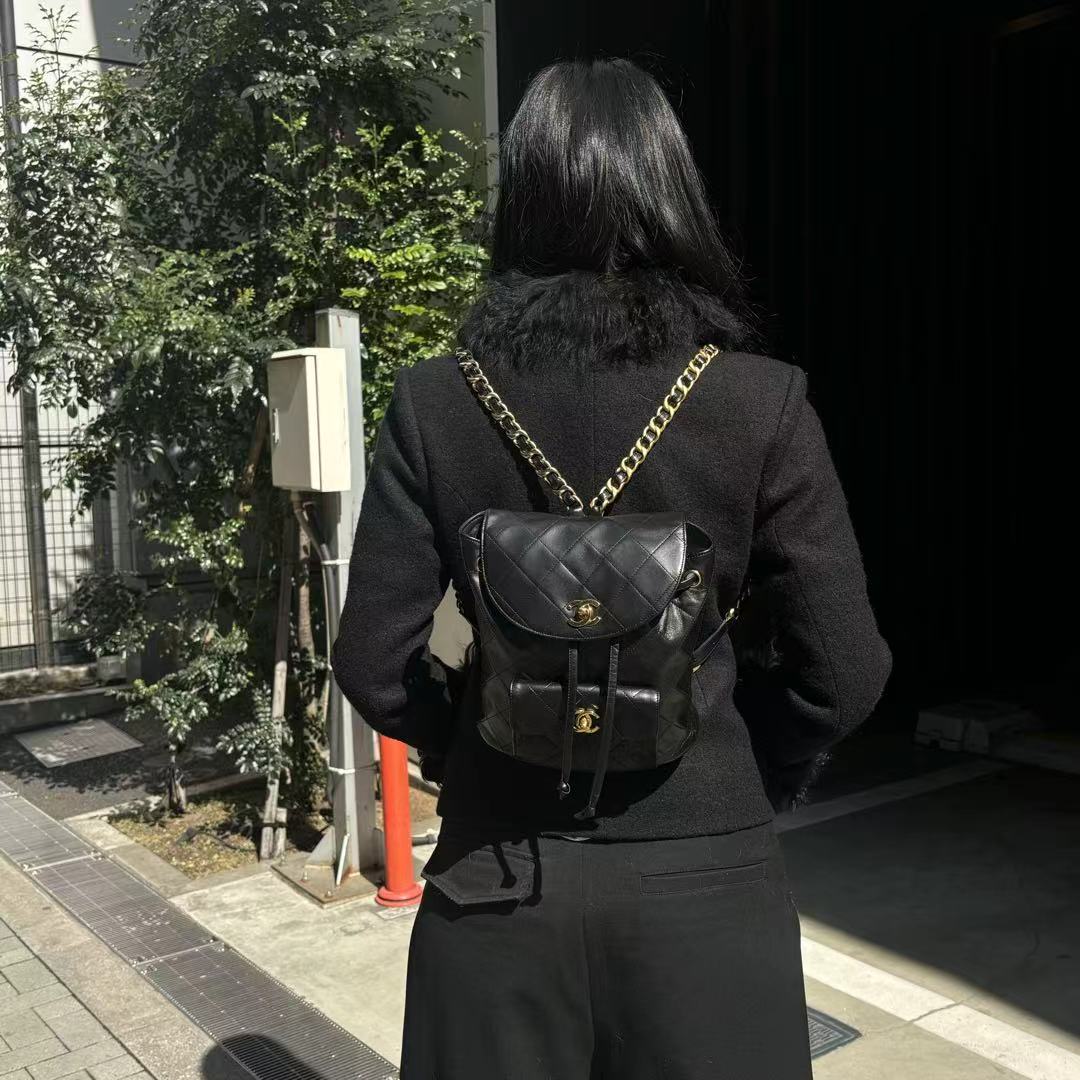 Chanel vintage classic black duma lambskin backpack [Used]