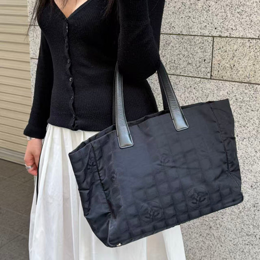 Chanel Black New Travel Line Nylon Tote Bag [Used]