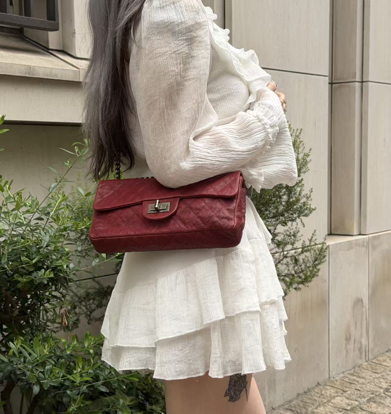 CHANEL Red Caviar Leather 2.55 Reissue Flap Bag [Used]