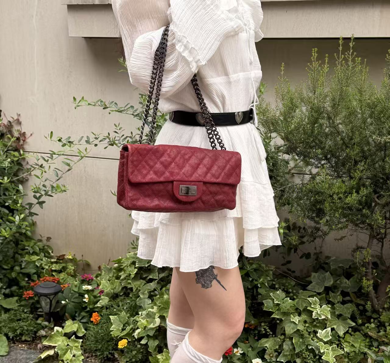 CHANEL Red Caviar Leather 2.55 Reissue Flap Bag [Used]