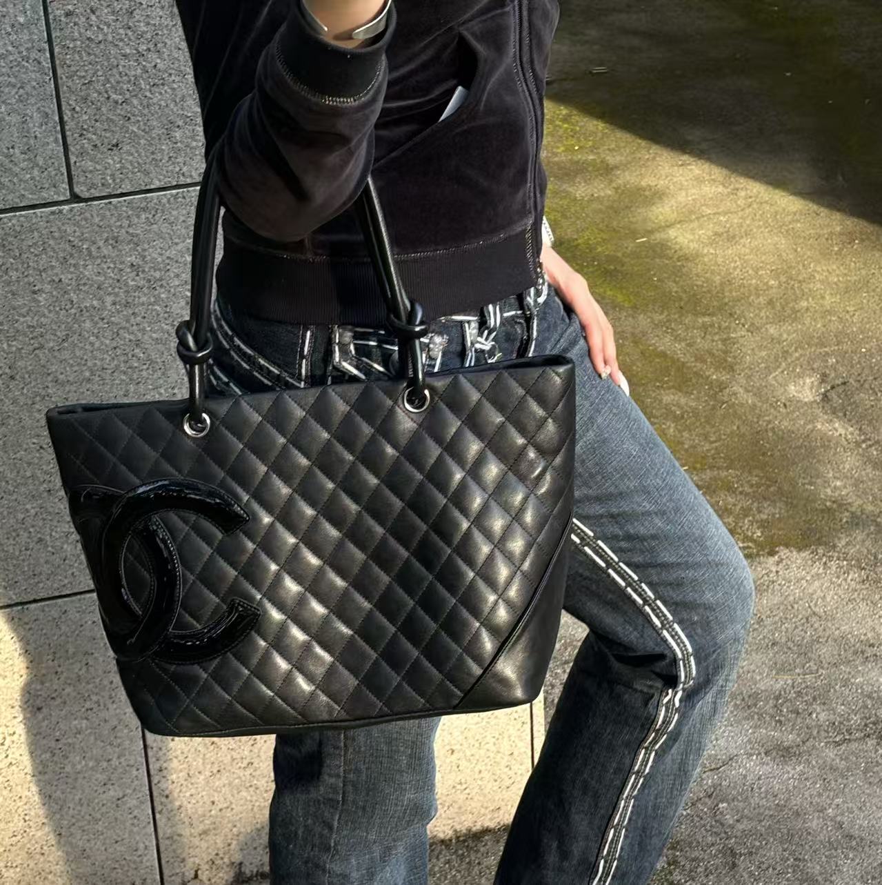 Chanel Black Cambon Tote Bag [Used]