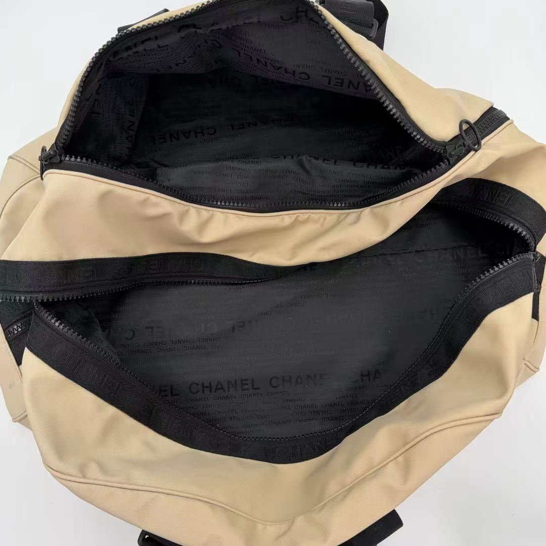 Chanel Beige Nylon Sports Boston Bag Shoulder Bag [Used]