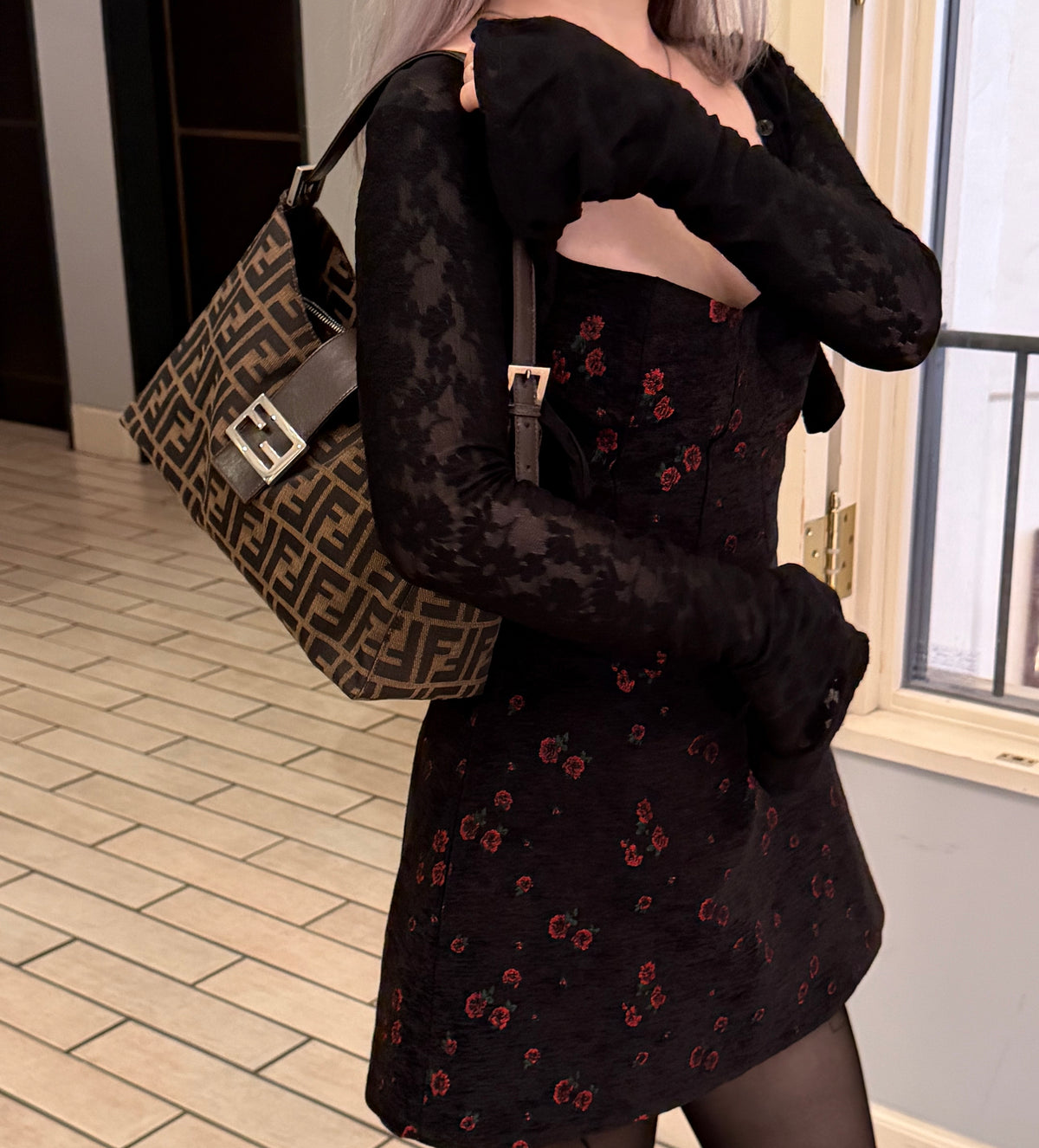 FENDI Vintage Brown Zucca Canvas FF Buckle Shoulder Bag [Used]