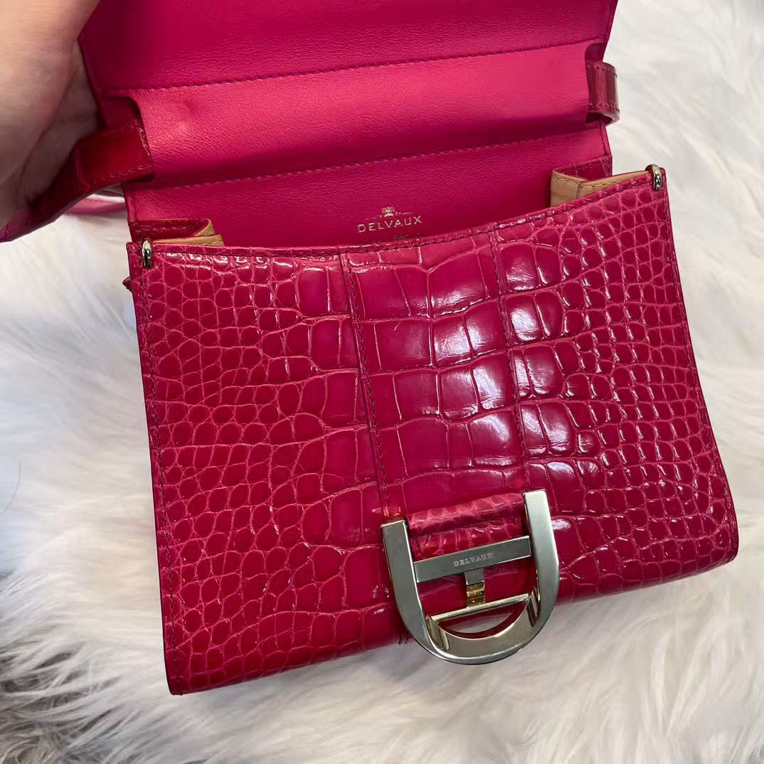 DELVAUX Crocodile Leather Pink Brilliant mini handbag 2Way Shouderbag Crocodile Leather [Used]