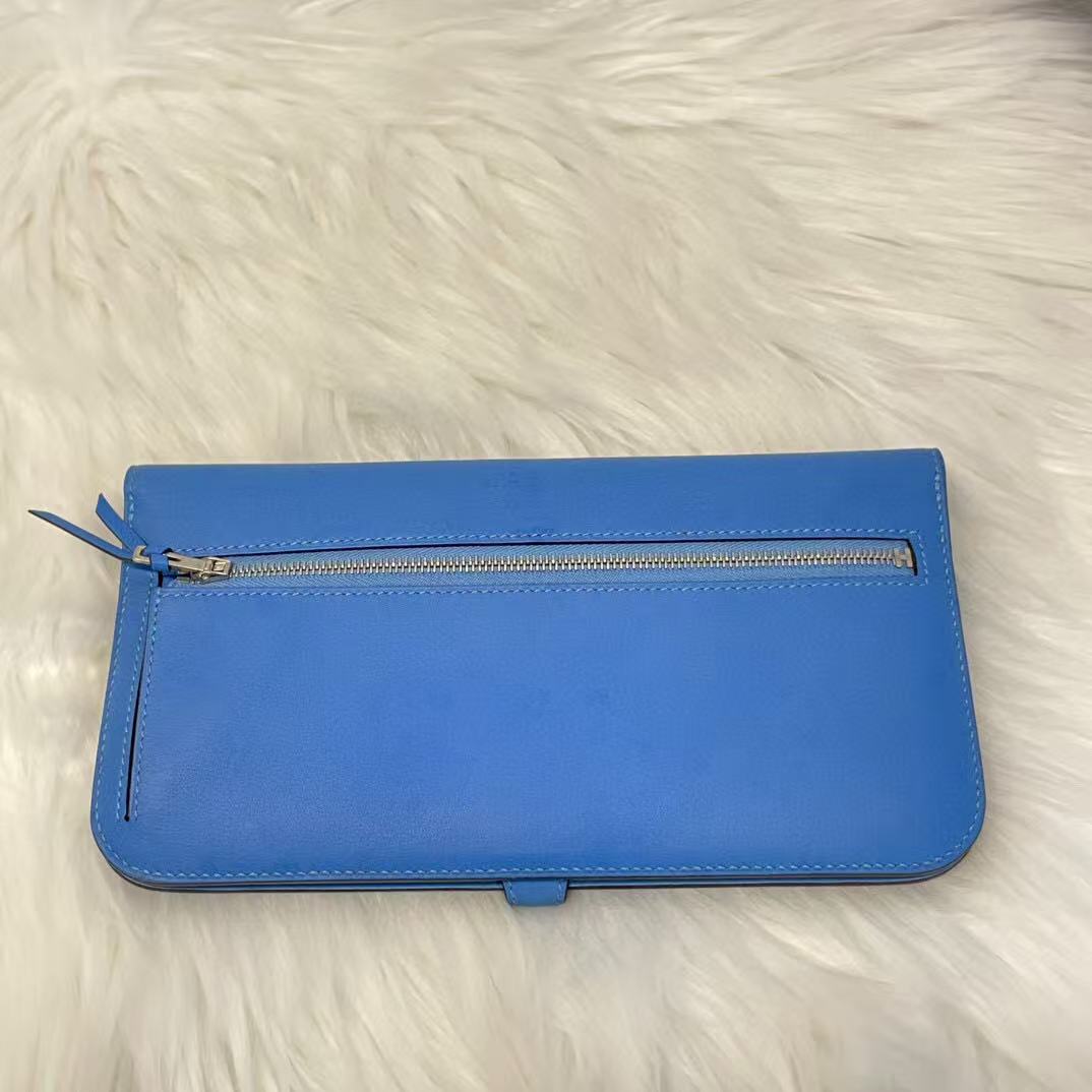 Hermès Blue Dogon Long Wallet [Used]