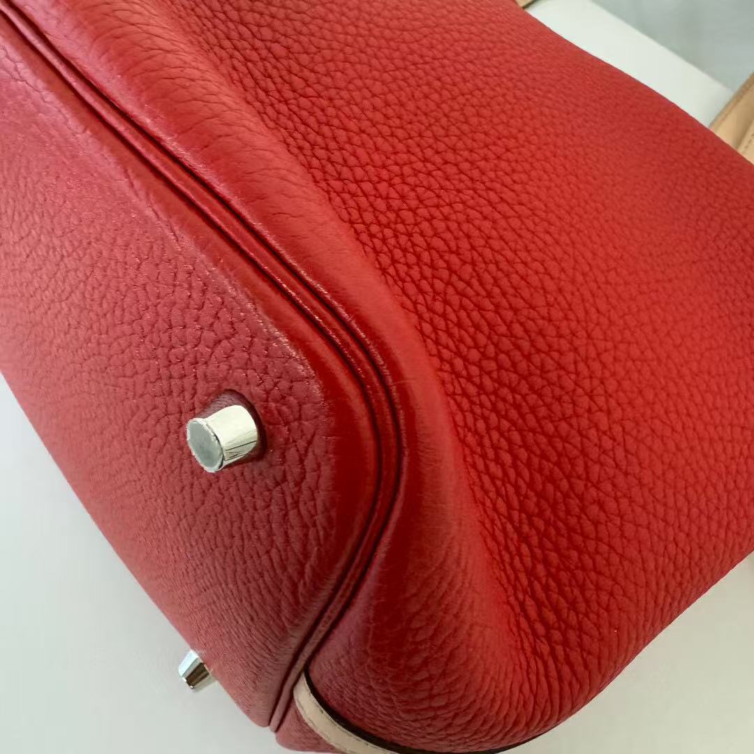 Hermès Picotin Lock MM  Rouge Tomato/Rose Eglantine Taurillon Clemence HandBag [Used]