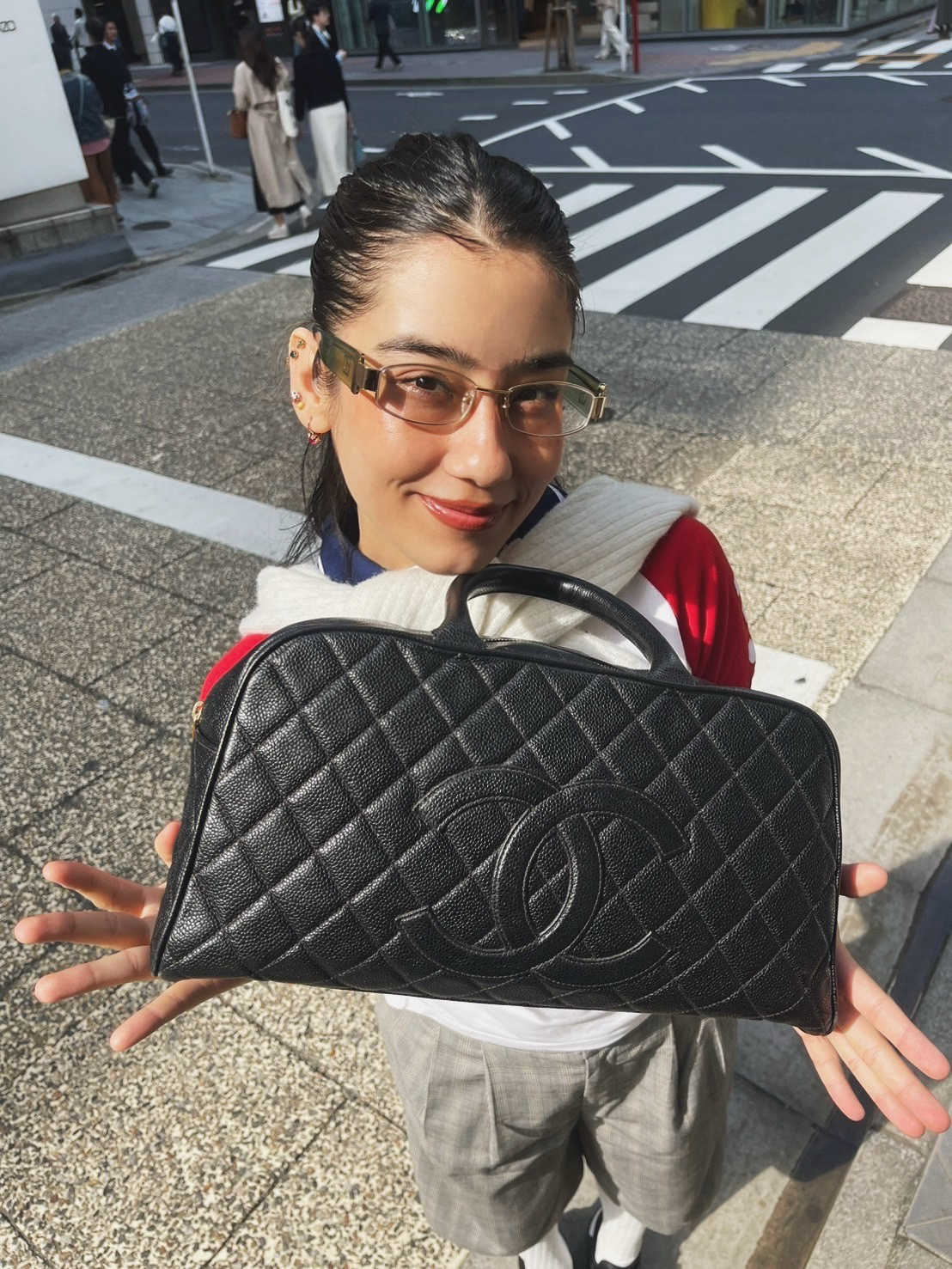 Chanel Black Caviar Leather Large Bowling Handbag [Used]