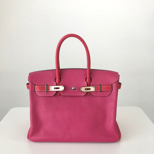 Hermès Birkin 30 Handbag  Togo Leather Raspberry Silver Hardware [Used]