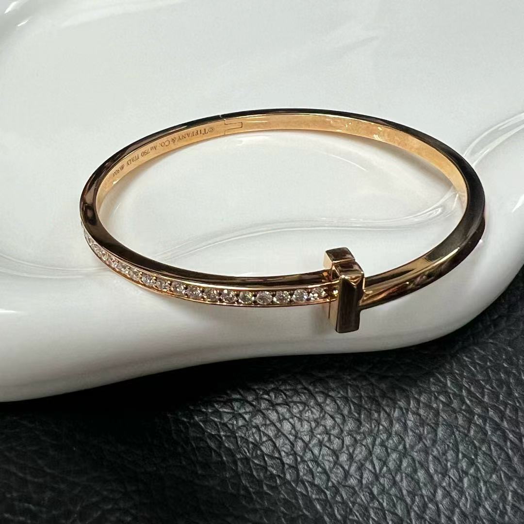 Tiffany & Co. T1 Narrow Diamond Hinged Bangle Bracelet [Used]