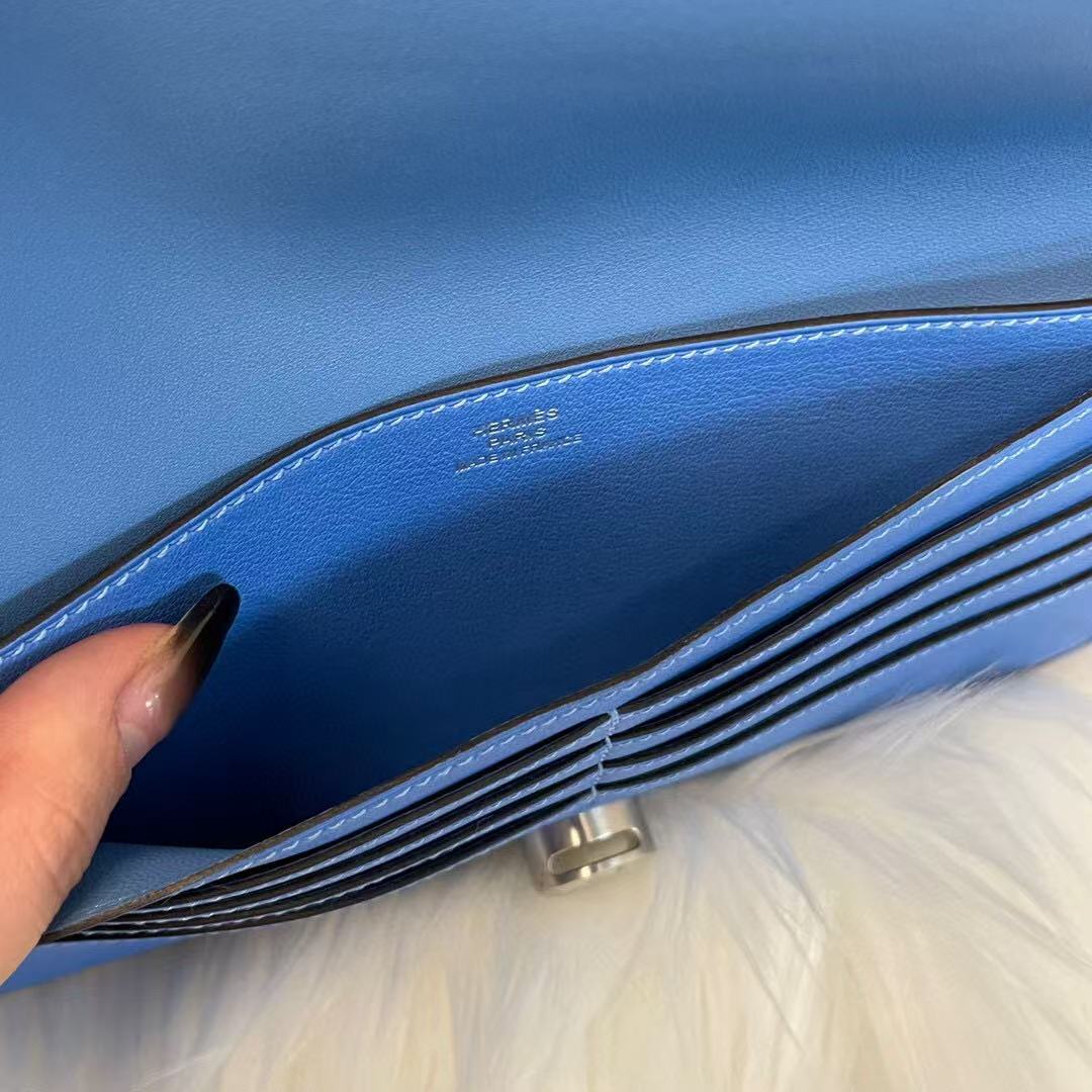 Hermès Blue Dogon Long Wallet [Used]