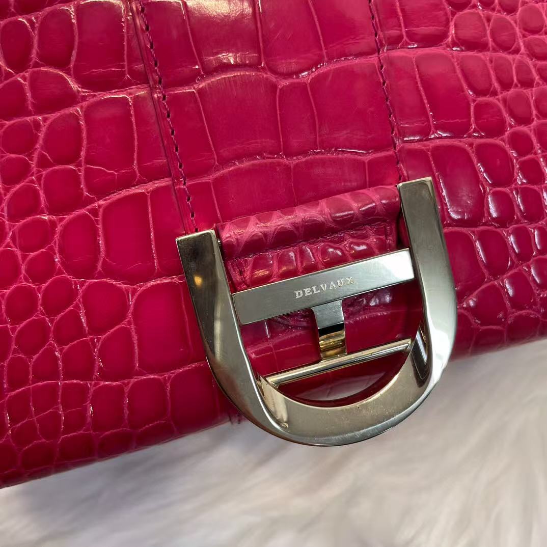 DELVAUX Crocodile Leather Pink Brilliant mini handbag 2Way Shouderbag Crocodile Leather [Used]