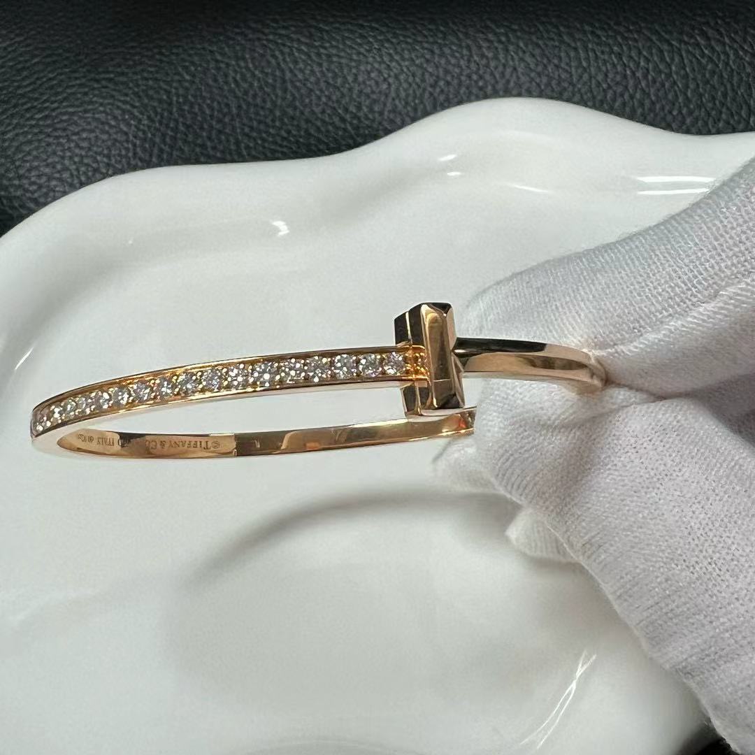 Tiffany & Co. T1 Narrow Diamond Hinged Bangle Bracelet [Used]