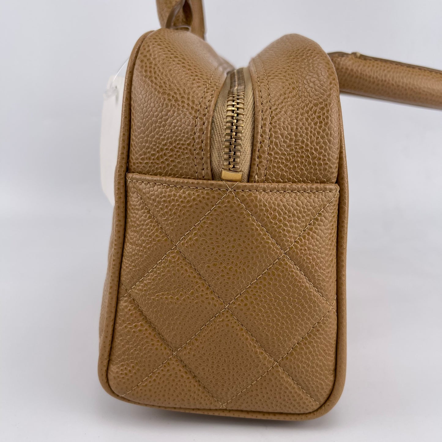 Chanel Small Bowling Handbag in Milky Tea Gold Caviar Leather[used]