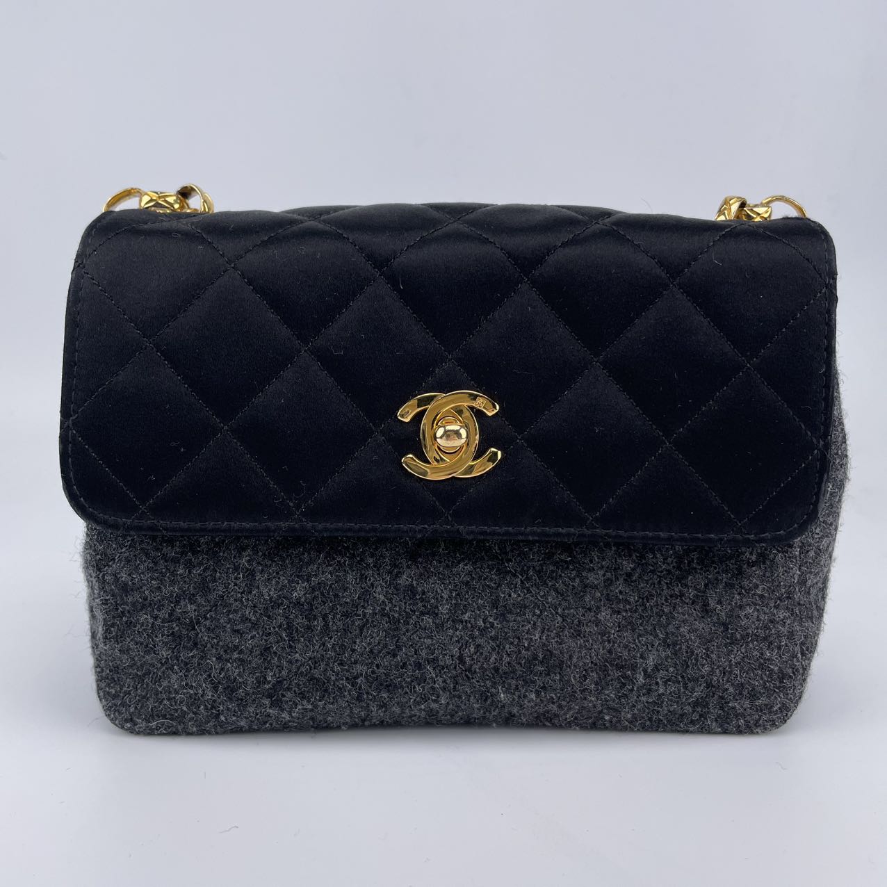 Chanel Embossed Satin &amp; Tweed Camera Bag[used]