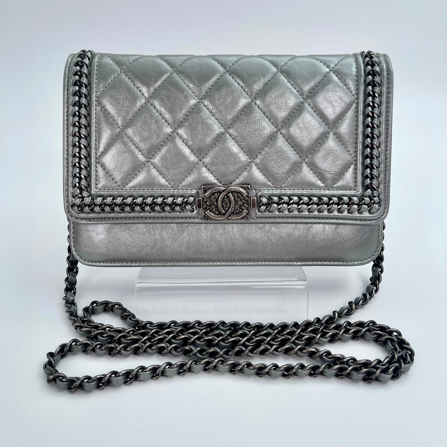 Chanel Space Silver LeBoy Piped WOC Chain Bag – Space Silver [Used]