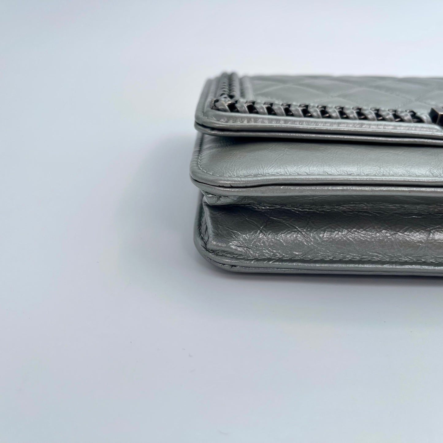Chanel Space Silver LeBoy Piped WOC Chain Bag – Space Silver [Used]