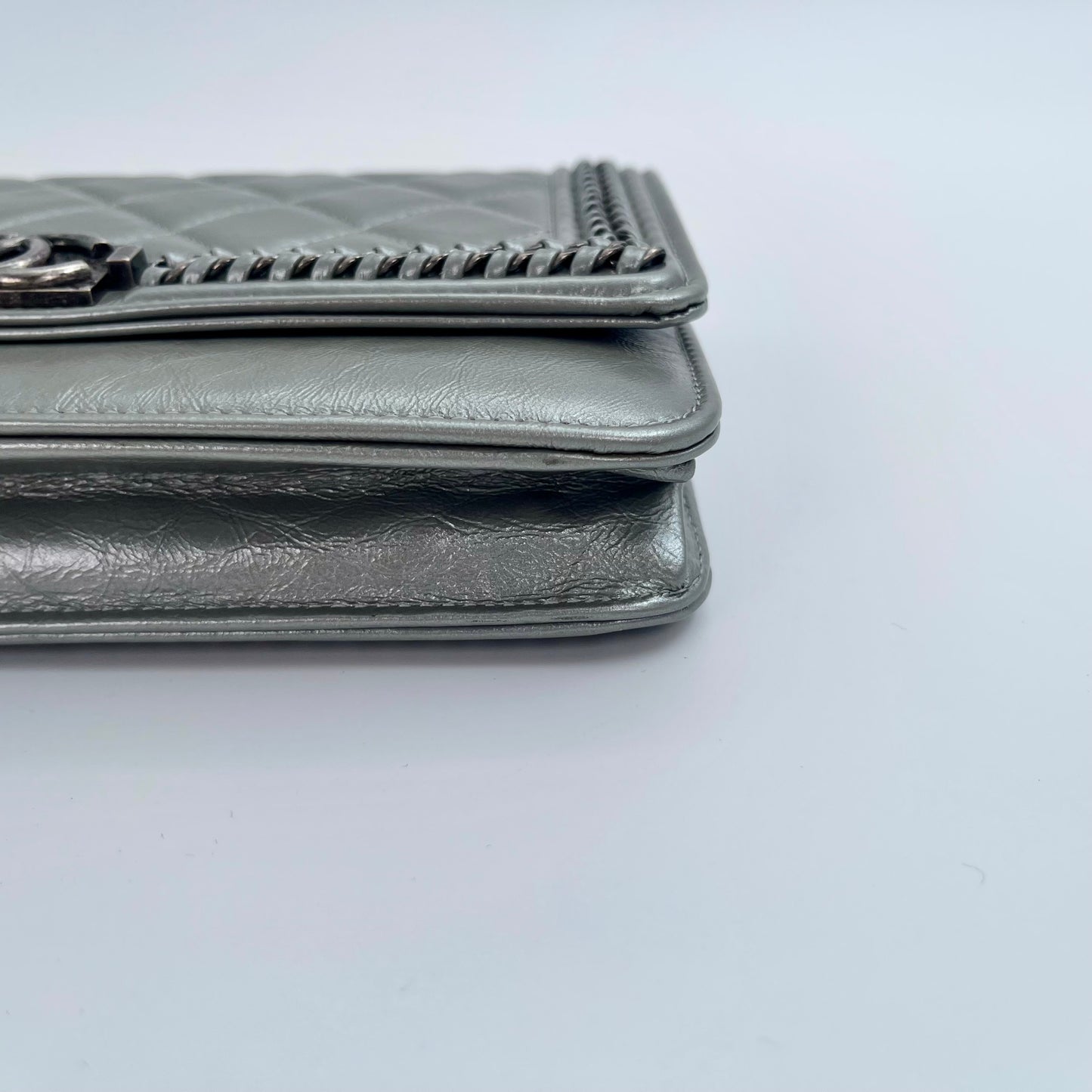 Chanel Space Silver LeBoy Piped WOC Chain Bag – Space Silver [Used]