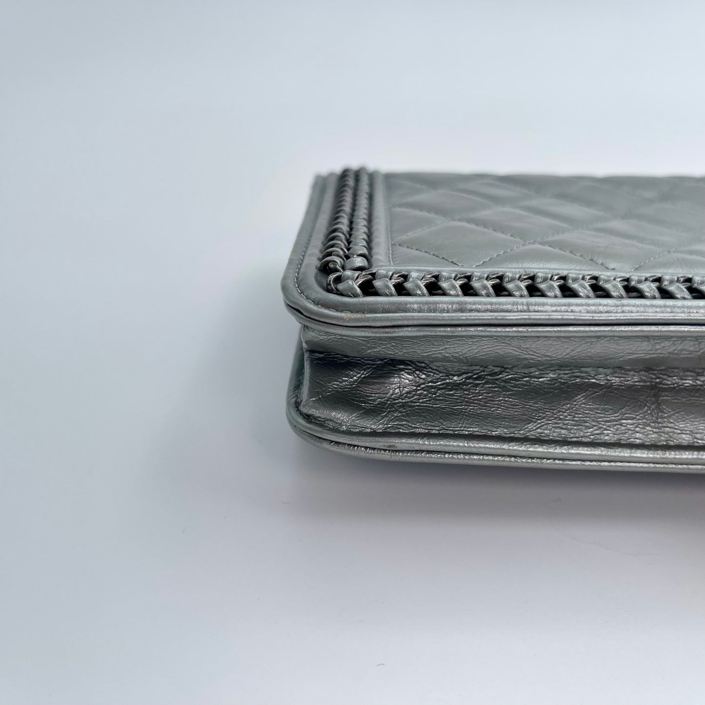 Chanel Space Silver LeBoy Piped WOC Chain Bag – Space Silver [Used]