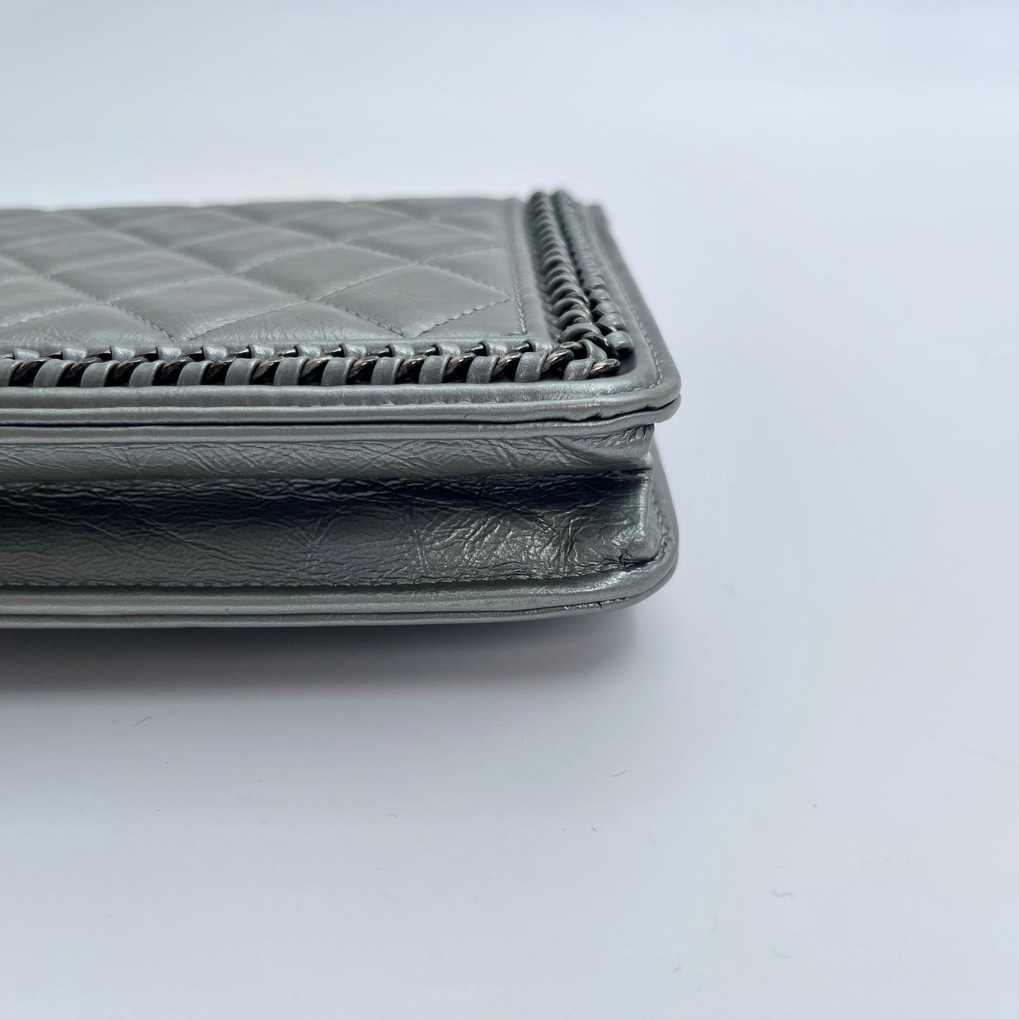 Chanel Space Silver LeBoy Piped WOC Chain Bag – Space Silver [Used]