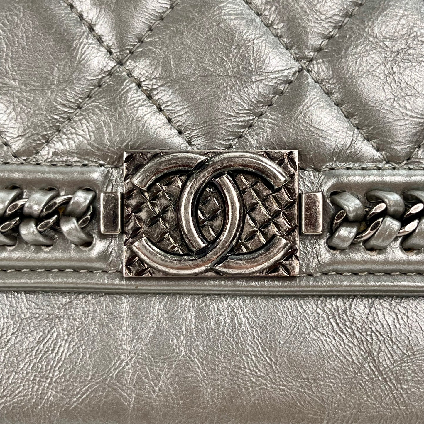 Chanel Space Silver LeBoy Piped WOC Chain Bag – Space Silver [Used]
