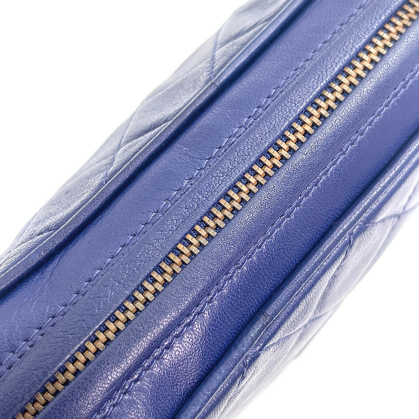 Chanel Dark Blue Lambskin Out-Seam Logo Tassel Camera Chain Bag – Dark Blue [Used]
