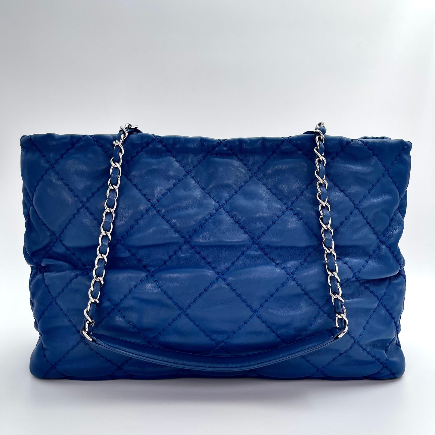 Chanel Dark Blue Lambskin Out-Seam Grand Shopping Tote – Dark Blue [Used]