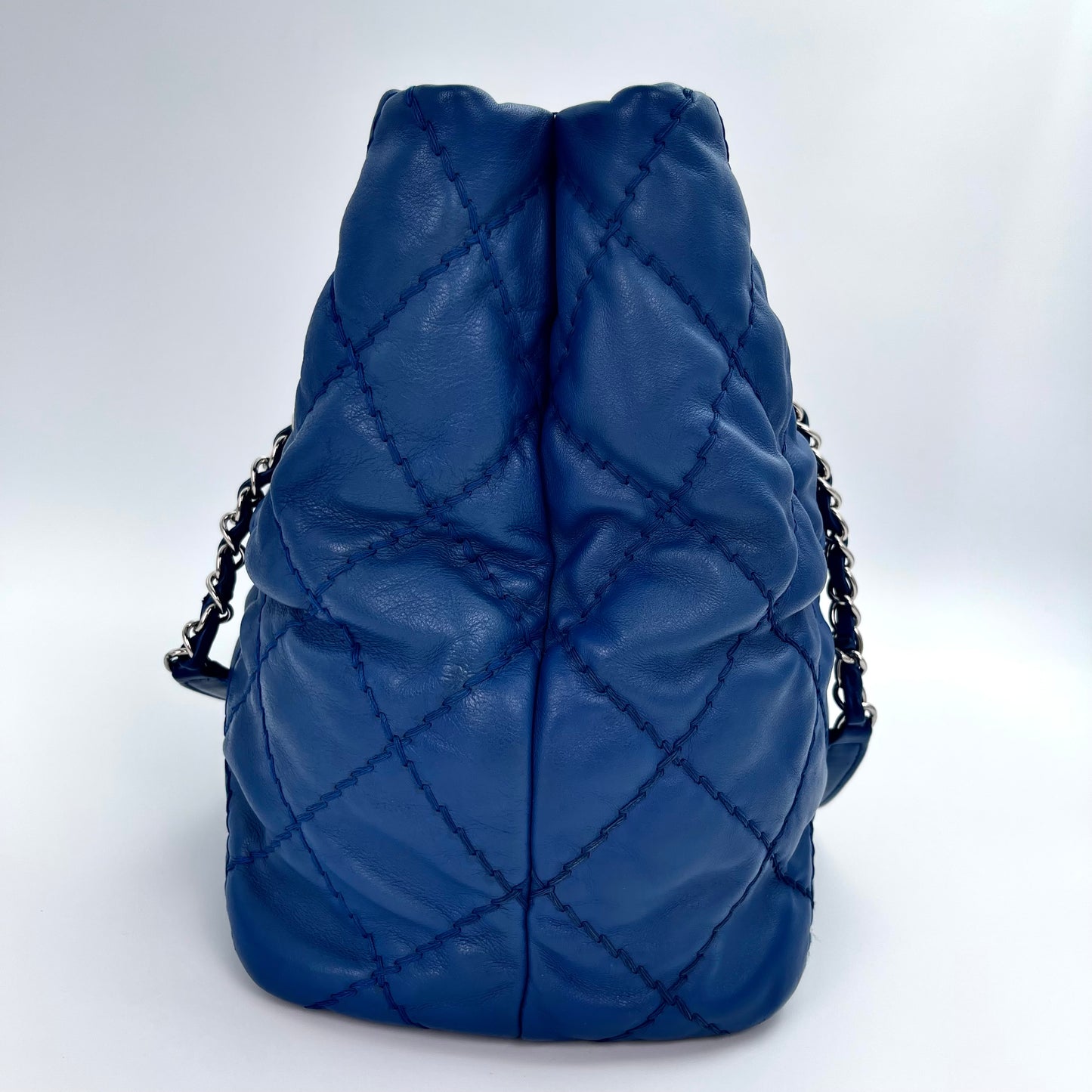 Chanel Dark Blue Lambskin Out-Seam Grand Shopping Tote – Dark Blue [Used]