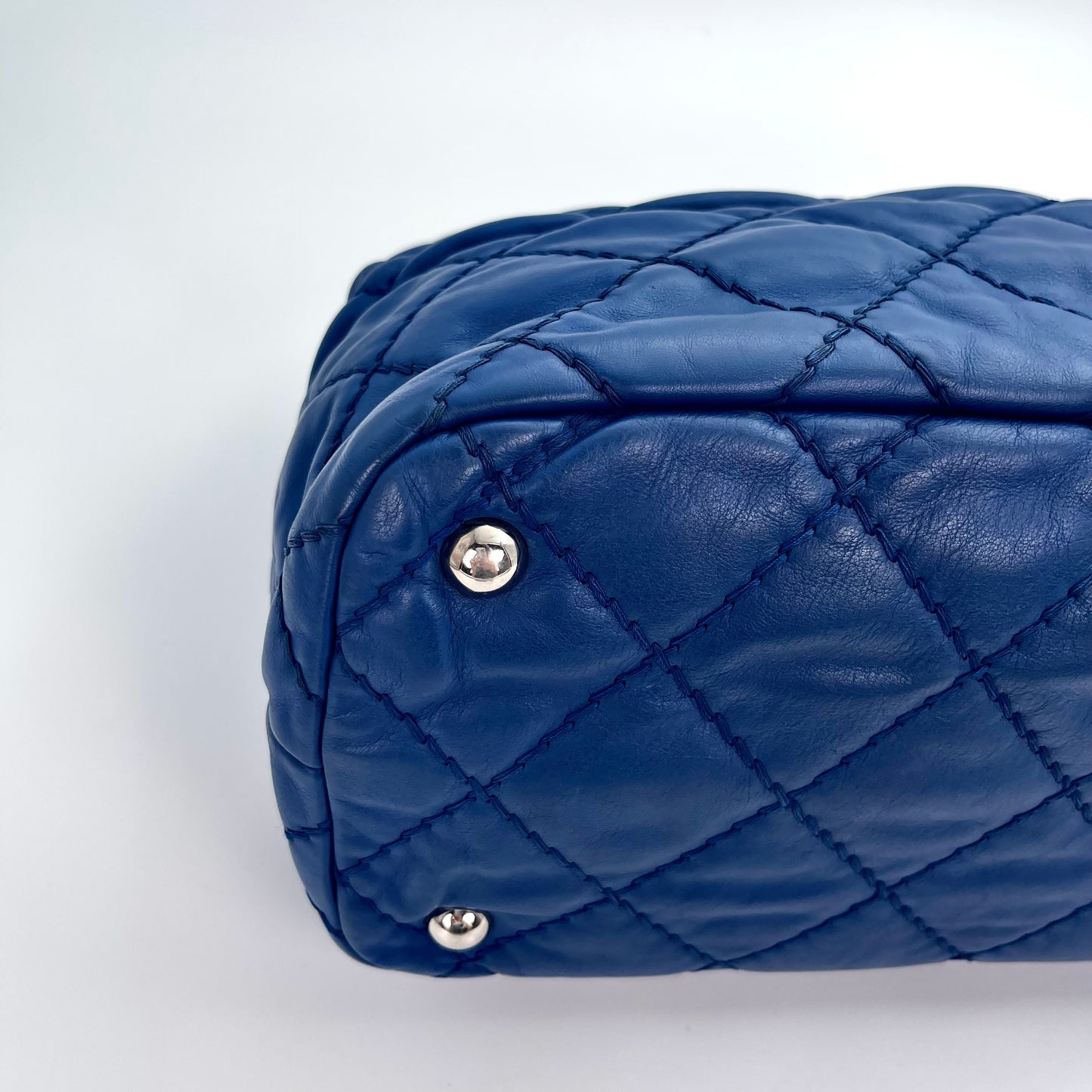 Chanel Dark Blue Lambskin Out-Seam Grand Shopping Tote – Dark Blue [Used]