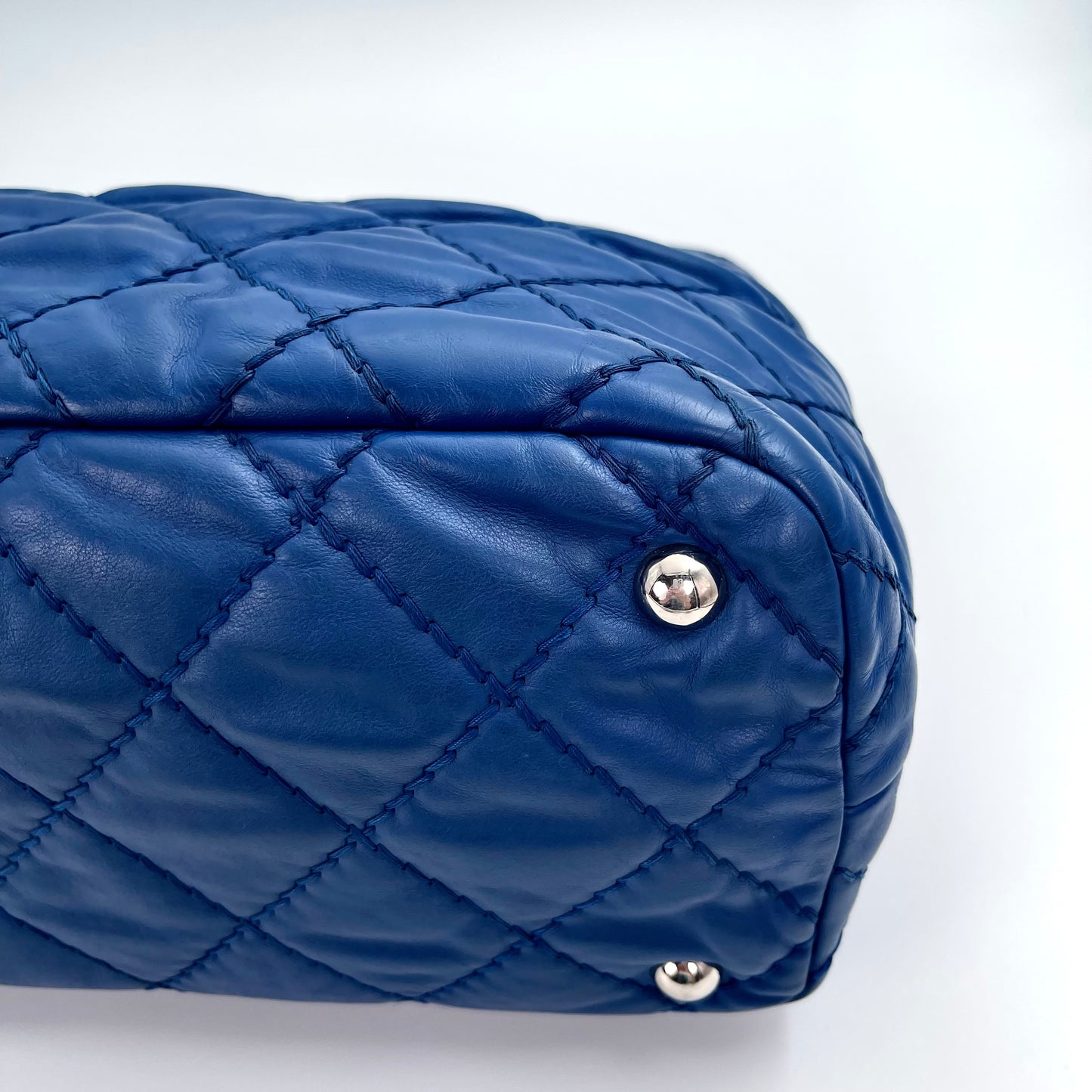 Chanel Dark Blue Lambskin Out-Seam Grand Shopping Tote – Dark Blue [Used]