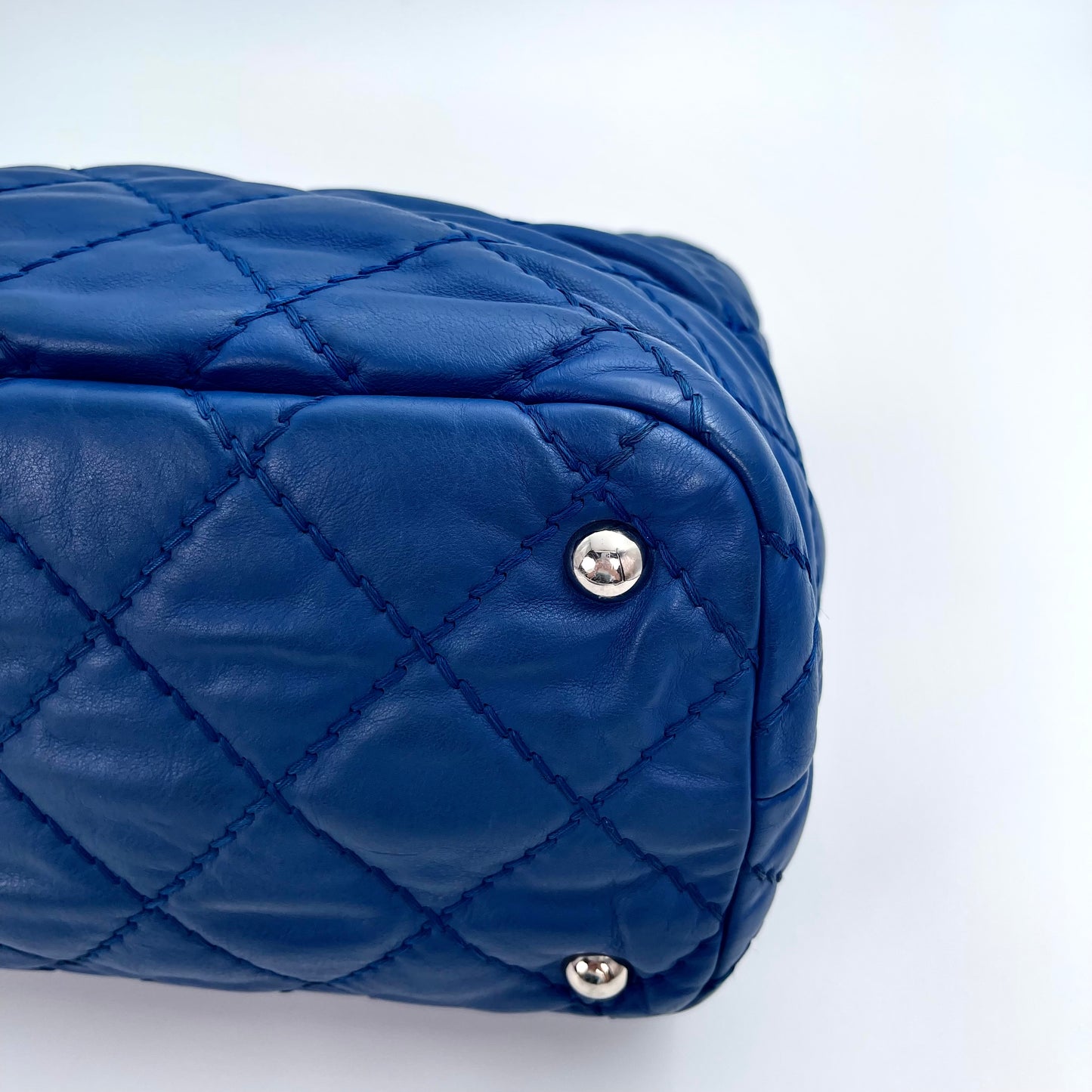 Chanel Dark Blue Lambskin Out-Seam Grand Shopping Tote – Dark Blue [Used]