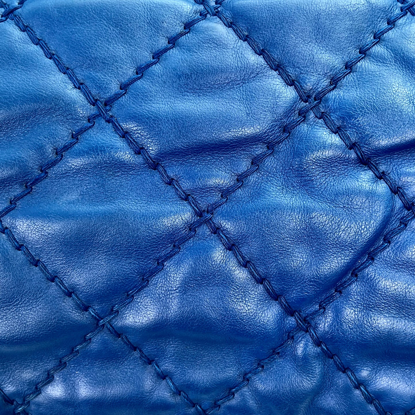 Chanel Dark Blue Lambskin Out-Seam Grand Shopping Tote – Dark Blue [Used]