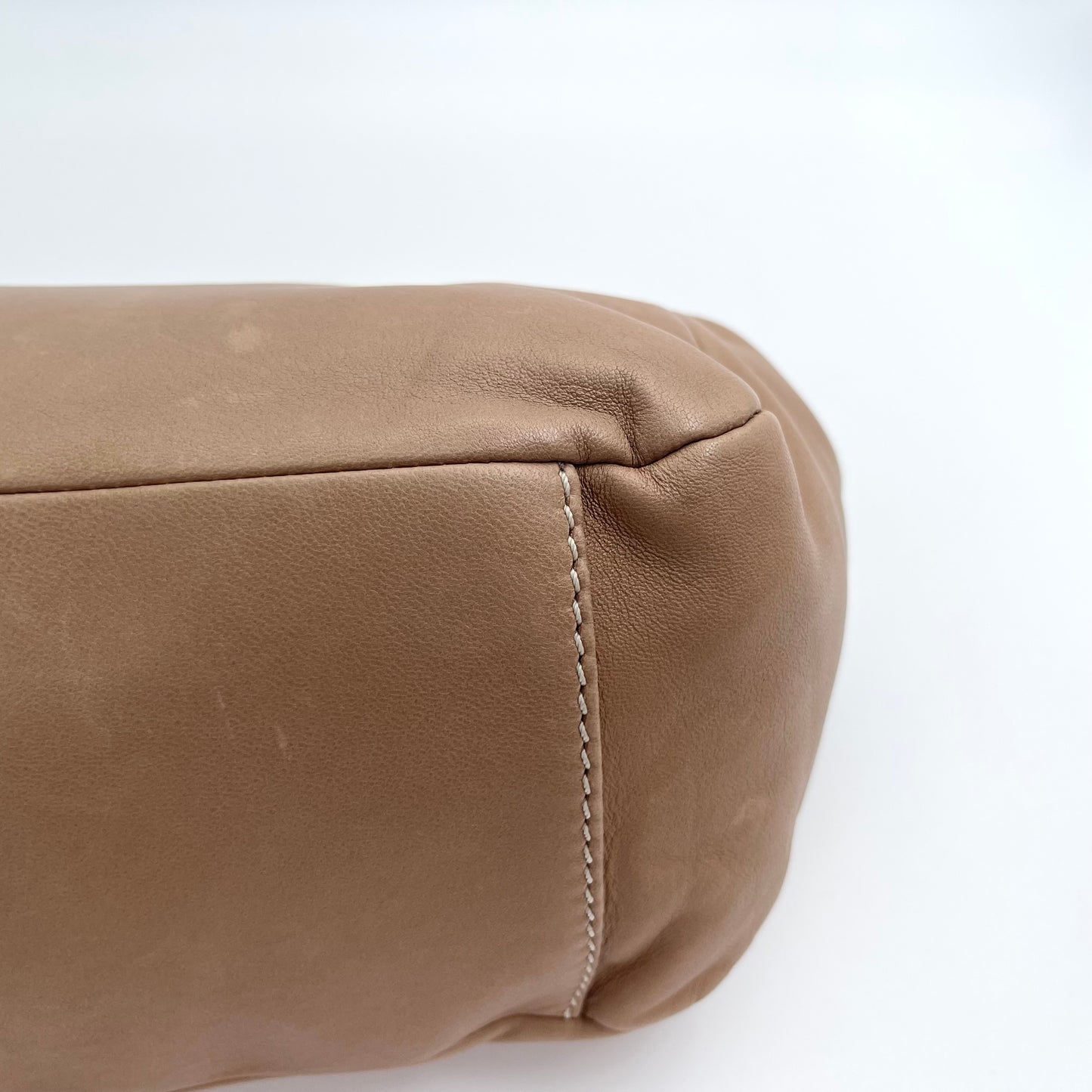 Chanel Milk Tea Large Double C Silver Buckle Out-Seam Large Flap Shoulder Tote Bag – Milk Tea [Used]