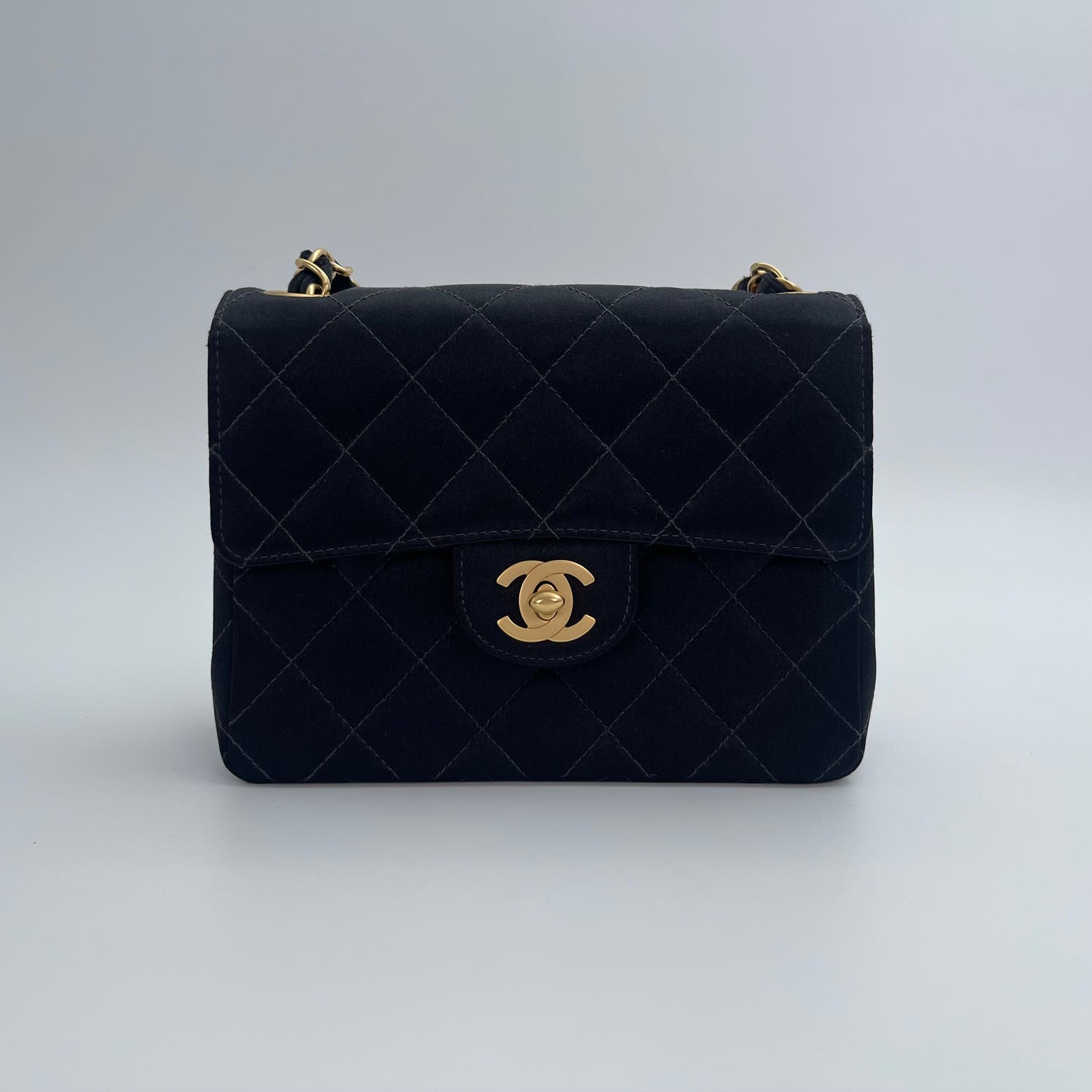 Chanel Black and Gold Satin Classic Flap Single Shoulder Underarm Bag – Black/Gold [Used]